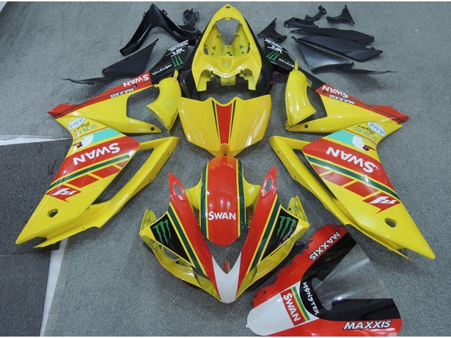 Amarelo Vermelho Swan Carenagem Yamaha R1 07-08