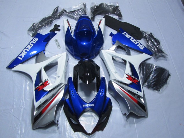 Azul Branco Kit Carenagem Suzuki GSXR 1000 K7 07-08 Azul Branco Kit Carenagem Suzuki GSXR 1000 K7 07-08