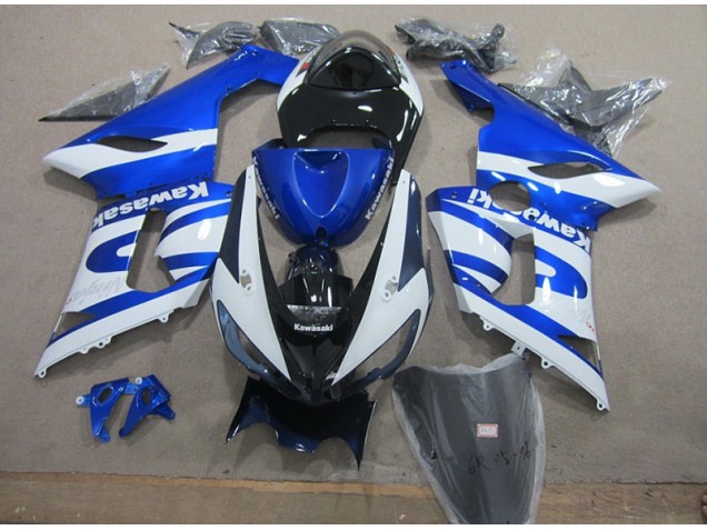 Azul Branco Kit Completo Carenagem Kawasaki ZX6R 05-06 Azul Branco Kit Completo Carenagem Kawasaki ZX6R 05-06