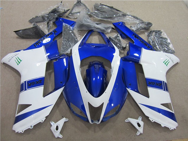 Azul Branco Monster Carenagem Kawasaki ZX6R 07-08 Azul Branco Monster Carenagem Kawasaki ZX6R 07-08
