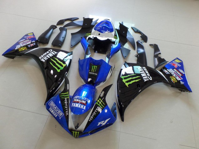 Azul Preto Monster Abs Kit Completos Carenagem Yamaha R1 12-14 Azul Preto Monster Abs Kit Completos Carenagem Yamaha R1 12-14
