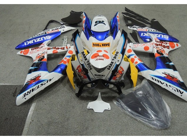 Branco Azul Dark Dog Carenagem Suzuki GSXR 600 K8 08-10 Branco Azul Dark Dog Carenagem Suzuki GSXR 600 K8 08-10