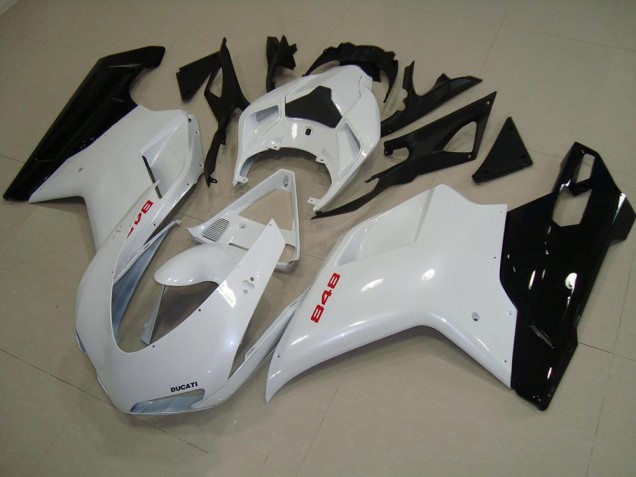 Branco Pérola Preto Carenagem Ducati 848 1098 1198 07-14 Branco Pérola Preto Carenagem Ducati 848 1098 1198 07-14