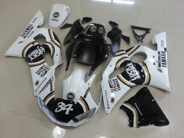 Branco Preto Carenagem Yamaha R6 98-02 Branco Preto Carenagem Yamaha R6 98-02