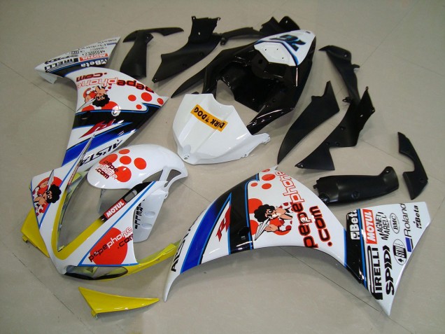 Branco Preto Pepe Phone Carenagem Yamaha R1 09-11
