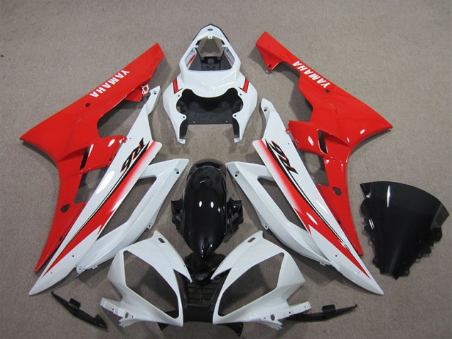 Branco Preto Vermelho Carenagem Yamaha R6 06-07 Branco Preto Vermelho Carenagem Yamaha R6 06-07