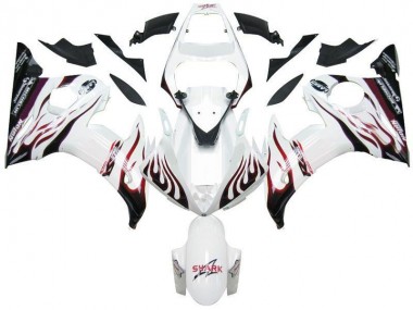 Branco Preto Vermelho Chama Carenagem Yamaha R6 03-05