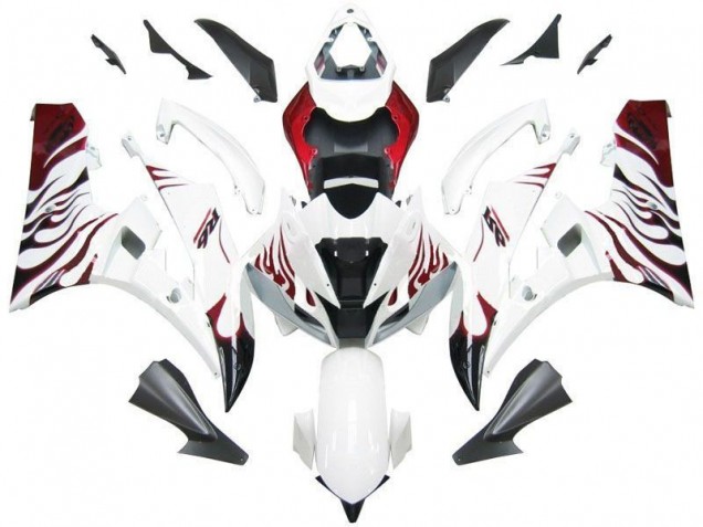 Branco Vermelho Chama Carenagem Yamaha R6 06-07