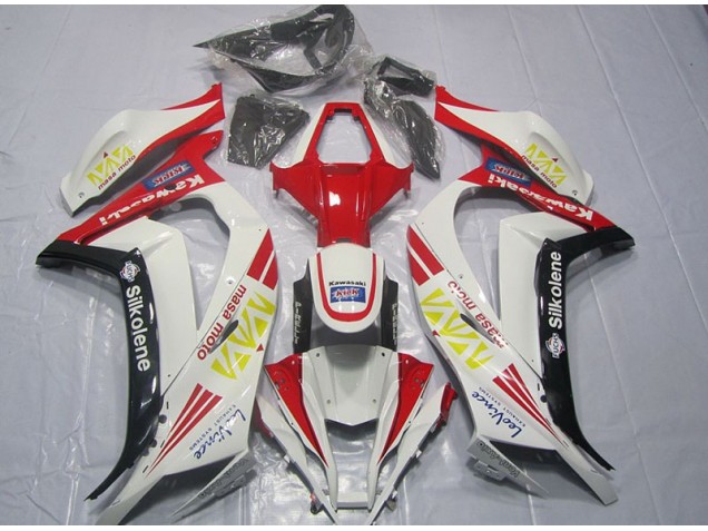Branco Vermelho Silkolene Carenagem Kawasaki ZX10R 11-15 Branco Vermelho Silkolene Carenagem Kawasaki ZX10R 11-15