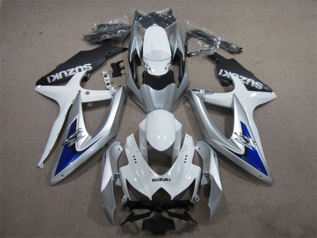 Prata Azul Branco Carenagem Suzuki GSXR 600 K8 08-10 Prata Azul Branco Carenagem Suzuki GSXR 600 K8 08-10