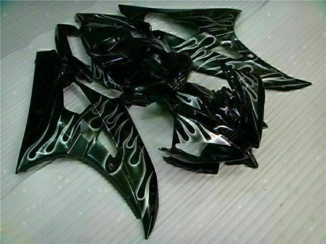 Prata Chama Preto Carenagem Yamaha R6 06-07 Prata Chama Preto Carenagem Yamaha R6 06-07