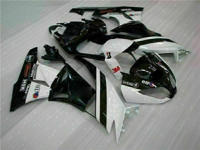 Preto Branco 3M Touch4 Injeção Kits Carenagem Kawasaki ZX6R 09-12 Preto Branco 3M Touch4 Injeção Kits Carenagem Kawasaki ZX6R 09-12