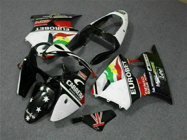 Preto Branco Eurobet Carenagem Kawasaki ZX6R 00-02 Preto Branco Eurobet Carenagem Kawasaki ZX6R 00-02