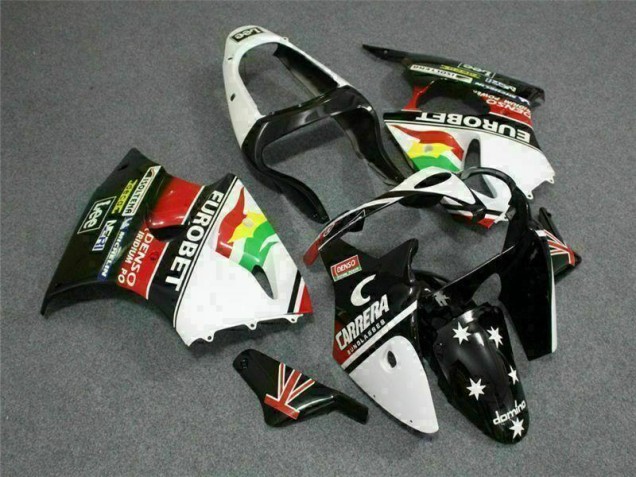 Preto Branco Eurobet Carenagem Kawasaki ZX6R 00-02 Preto Branco Eurobet Carenagem Kawasaki ZX6R 00-02
