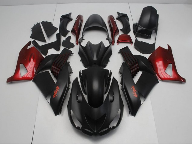 Preto Fosco & Vermelho Carenagem Kawasaki ZX14R ZZR 1400 06-11