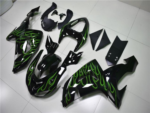 Preto Verde Chama Carenagem Kawasaki ZX10R 06-07 Preto Verde Chama Carenagem Kawasaki ZX10R 06-07