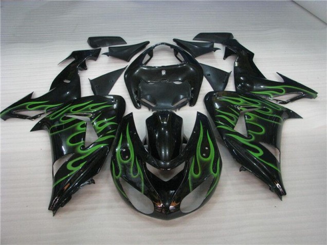 Preto Verde Chama Carenagem Kawasaki ZX10R 06-07 Preto Verde Chama Carenagem Kawasaki ZX10R 06-07