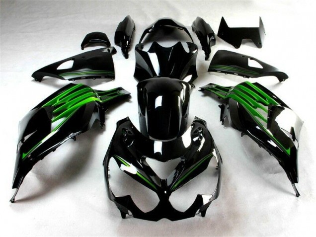 Preto Verde Kit Completo Carenagem Kawasaki EX250 08-12 Preto Verde Kit Completo Carenagem Kawasaki EX250 08-12