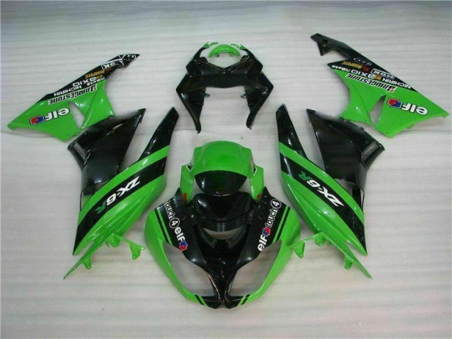 Preto Verde Kits Completo Carenagem Kawasaki ZX6R 09-12