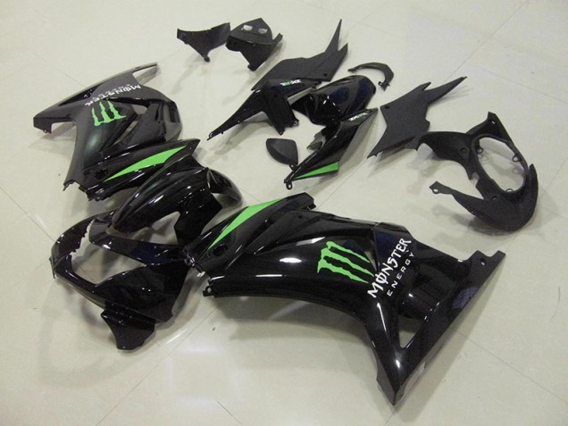 Preto Verde Monster Energy Carenagem Kawasaki ZX 250R 08-12 Preto Verde Monster Energy Carenagem Kawasaki ZX 250R 08-12