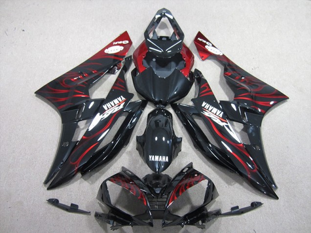 Preto Vermelho Chama Kits Carenagem Yamaha R6 06-07 Preto Vermelho Chama Kits Carenagem Yamaha R6 06-07