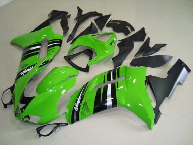 Verde & Prata Listra Carenagem Kawasaki ZX6R 07-08
