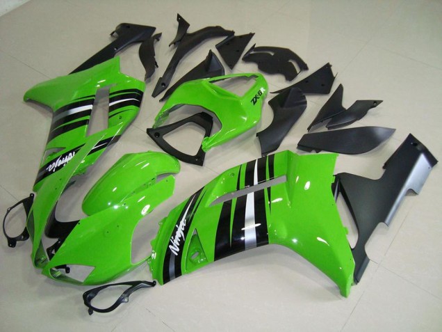 Verde & Prata Listra Carenagem Kawasaki ZX6R 07-08