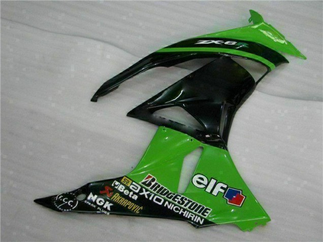 Verde Preto Abs Plástico Kawasaki ZX6R 09-12 Verde Preto Abs Plástico Kawasaki ZX6R 09-12