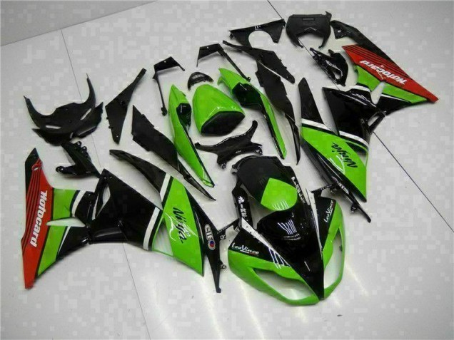 Verde Preto Vermelho Carenagem Kawasaki ZX6R 09-12 Verde Preto Vermelho Carenagem Kawasaki ZX6R 09-12