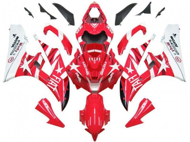 Vermelho Branco Estrela Fiat Carenagem Yamaha R6 06-07 Vermelho Branco Estrela Fiat Carenagem Yamaha R6 06-07