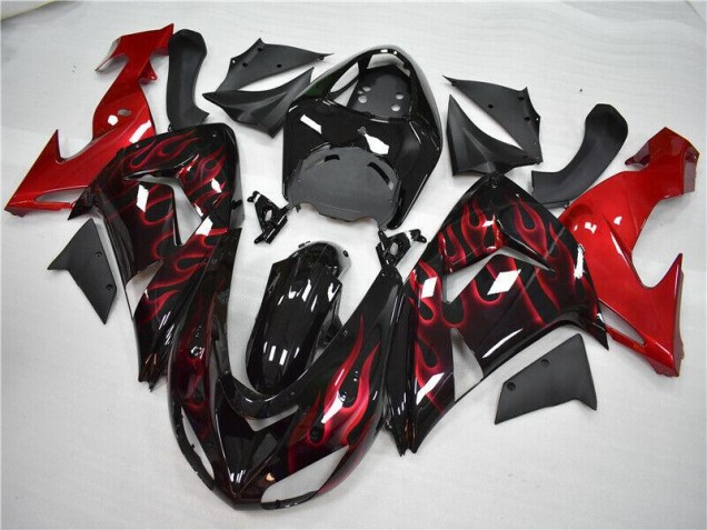 Vermelho Chama Carenagem Kawasaki ZX10R 06-07