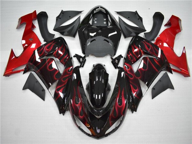 Vermelho Chama Carenagem Kawasaki ZX10R 06-07